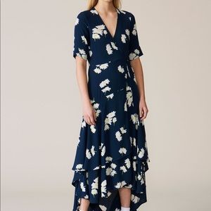 GANNI Silvery crepe wrap dress